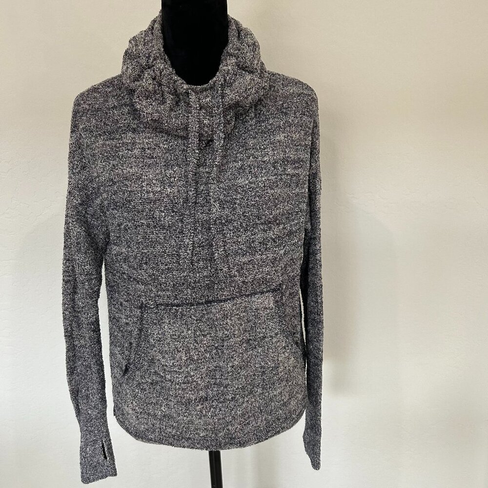 Barefoot Dreams CozyChic Lite Cowl Neck Indigo Blue Kangaroo Pocket XS NWT